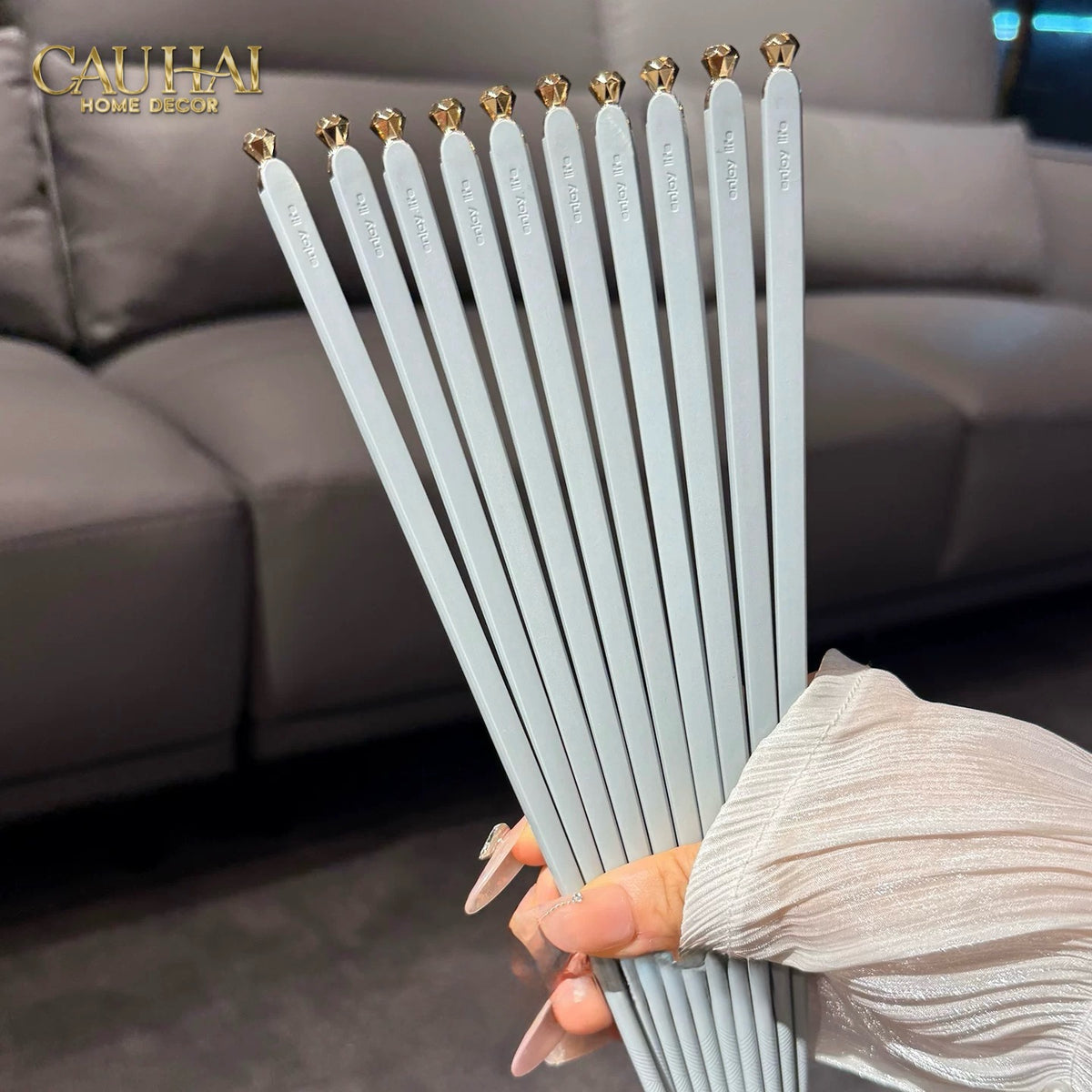 Set 5 Đôi Đũa Sợi Thuỷ Tinh Azure Classic PET Chopsticks 24cm-Dinner Cutlery Set Dao Muỗng Nĩa-Đối tác tại Trung Quốc theo từng đơn đặt hàng-CẬU HAI HOME DECOR