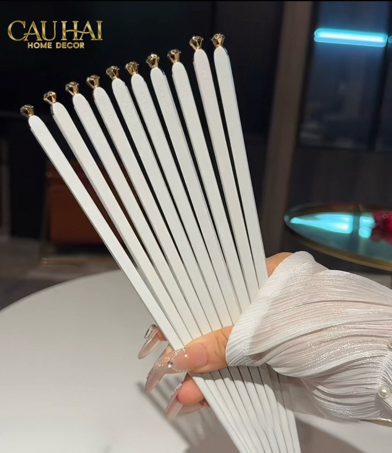 Set 5 Đôi Đũa Sợi Thuỷ Tinh - Diamond Gold Antibacterial Chopsticks 24cm-CẬU HAI HOME DECOR