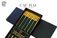 Set 5 Đôi Đũa Sợi Thuỷ Tinh - Emerald Golden Bamboo Chopsticks 24cm-Dinner Cutlery Set Dao Muỗng Nĩa-CẬU HAI HOME DECOR