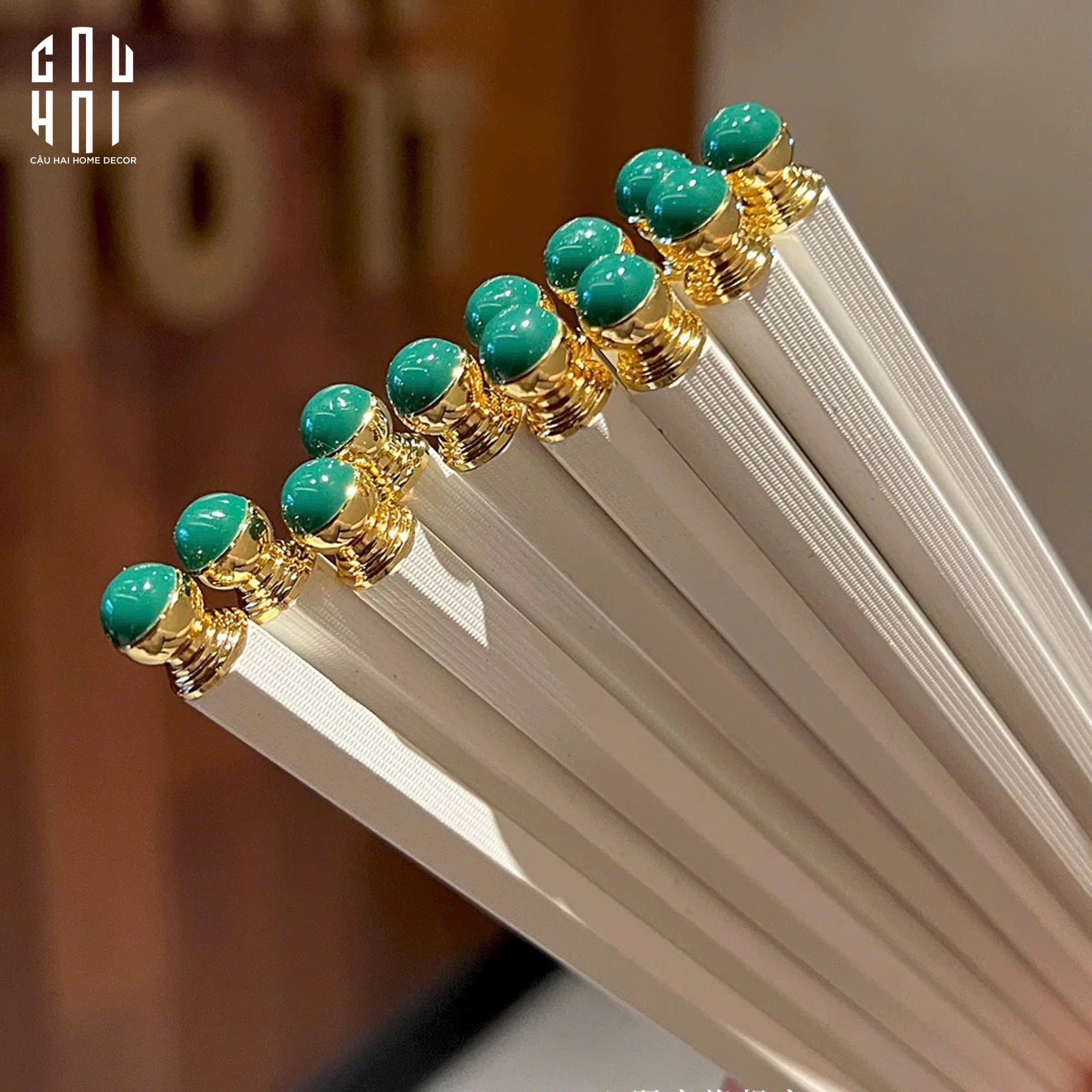 Set 5 Đôi Đũa Sợi Thuỷ Tinh Golden Jade PET Chopsticks 27cm-Dinner Cutlery Set Dao Muỗng Nĩa-CẬU HAI HOME DECOR