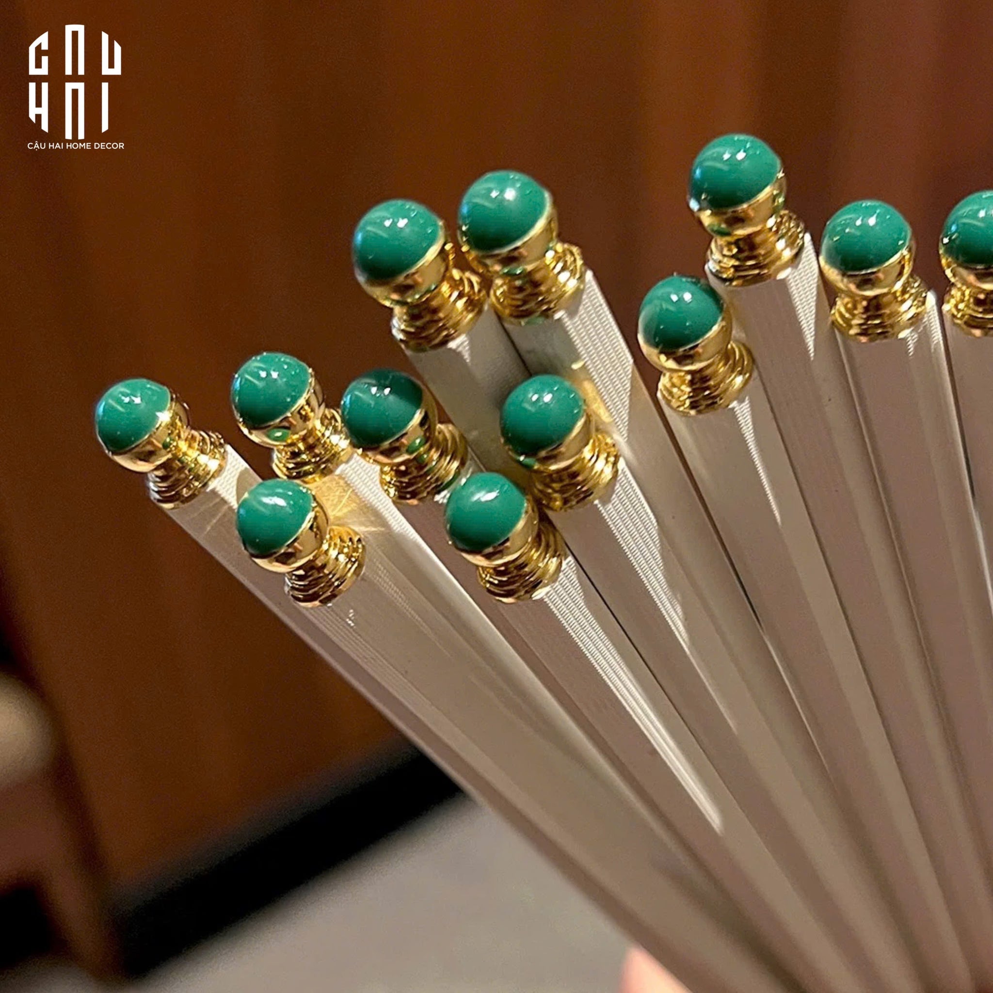 Set 5 Đôi Đũa Sợi Thuỷ Tinh Golden Jade PET Chopsticks 27cm-Dinner Cutlery Set Dao Muỗng Nĩa-CẬU HAI HOME DECOR