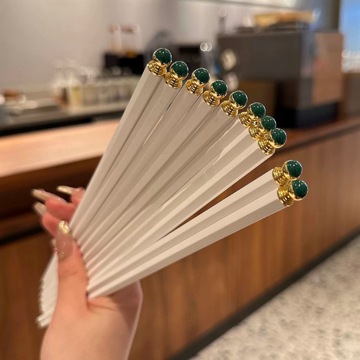 Set 5 Đôi Đũa Sợi Thuỷ Tinh Golden Jade PET Chopsticks 27cm-Dinner Cutlery Set Dao Muỗng Nĩa-CẬU HAI HOME DECOR