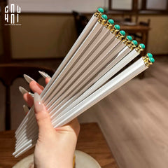 Set 5 Đôi Đũa Sợi Thuỷ Tinh Golden Jade PET Chopsticks 27cm-Dinner Cutlery Set Dao Muỗng Nĩa-CẬU HAI HOME DECOR