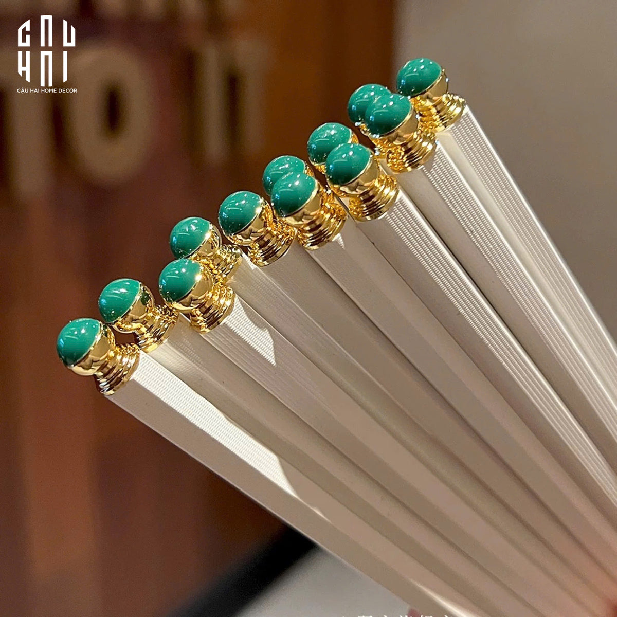 Set 5 Đôi Đũa Sợi Thuỷ Tinh Golden Jade PET Chopsticks 27cm-Dinner Cutlery Set Dao Muỗng Nĩa-Đối tác tại Trung Quốc theo từng đơn đặt hàng-CẬU HAI HOME DECOR