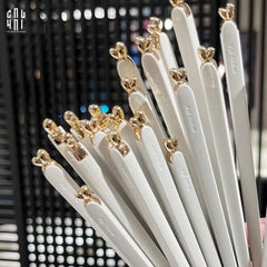 Set 5 Đôi Đũa Sợi Thuỷ Tinh - Love Heart Antibacterial Chopsticks 24cm-Dinner Cutlery Set Dao Muỗng Nĩa-CẬU HAI HOME DECOR