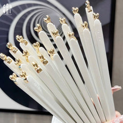 Set 5 Đôi Đũa Sợi Thuỷ Tinh - Love Heart Antibacterial Chopsticks 24cm-Dinner Cutlery Set Dao Muỗng Nĩa-CẬU HAI HOME DECOR