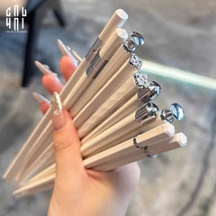 Set 5 Đôi Đũa Sợi Thuỷ Tinh Opal Platinum Monochrome PET Chopsticks 24cm-CẬU HAI HOME DECOR
