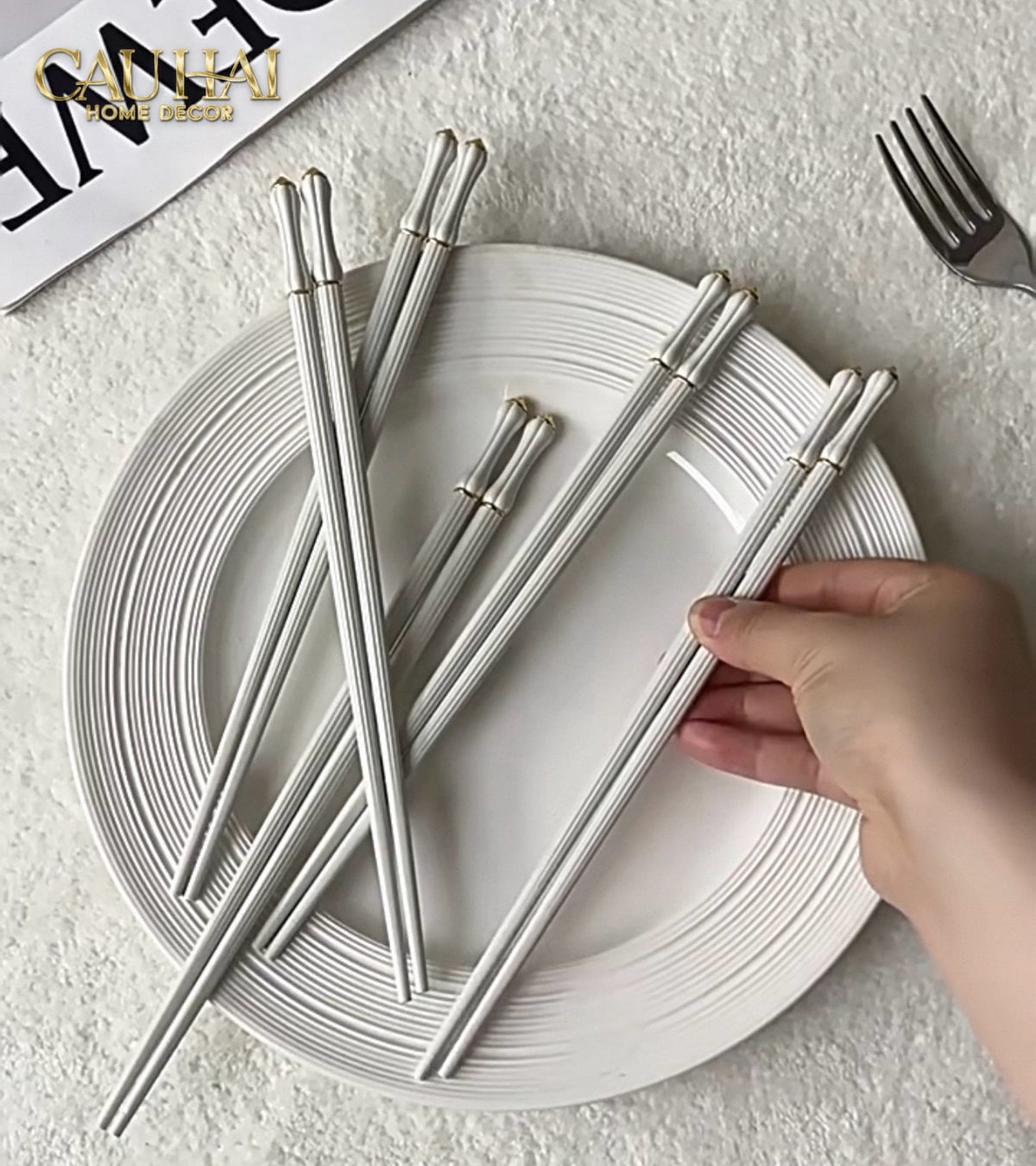 Set 5 Đôi Đũa Sợi Thuỷ Tinh Opaline Classic PET Chopsticks 24cm-Dinner Cutlery Set Dao Muỗng Nĩa-Đối tác tại Trung Quốc theo từng đơn đặt hàng-CẬU HAI HOME DECOR