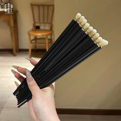 Set 5 Đôi Đũa Sợi Thuỷ Tinh White Pearl Jewelry PET Chopsticks 24.5cm-Dinner Cutlery Set Dao Muỗng Nĩa-CẬU HAI HOME DECOR