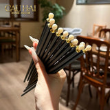 Set 5 Đôi Đũa Sợi Thuỷ Tinh White Pearl Jewelry PET Chopsticks 24.5cm-Dinner Cutlery Set Dao Muỗng Nĩa-Đối tác tại Trung Quốc theo từng đơn đặt hàng-CẬU HAI HOME DECOR
