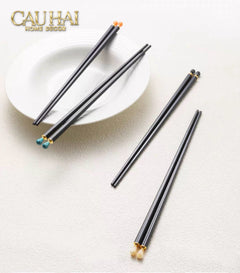 Set 5 Đôi Đũa Sợi Thuỷ Tinh White Pearl Jewelry PET Chopsticks 24.5cm-CẬU HAI HOME DECOR
