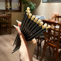 Set 5 Đôi Đũa Sợi Thuỷ Tinh White Pearl Jewelry PET Chopsticks 24.5cm-CẬU HAI HOME DECOR
