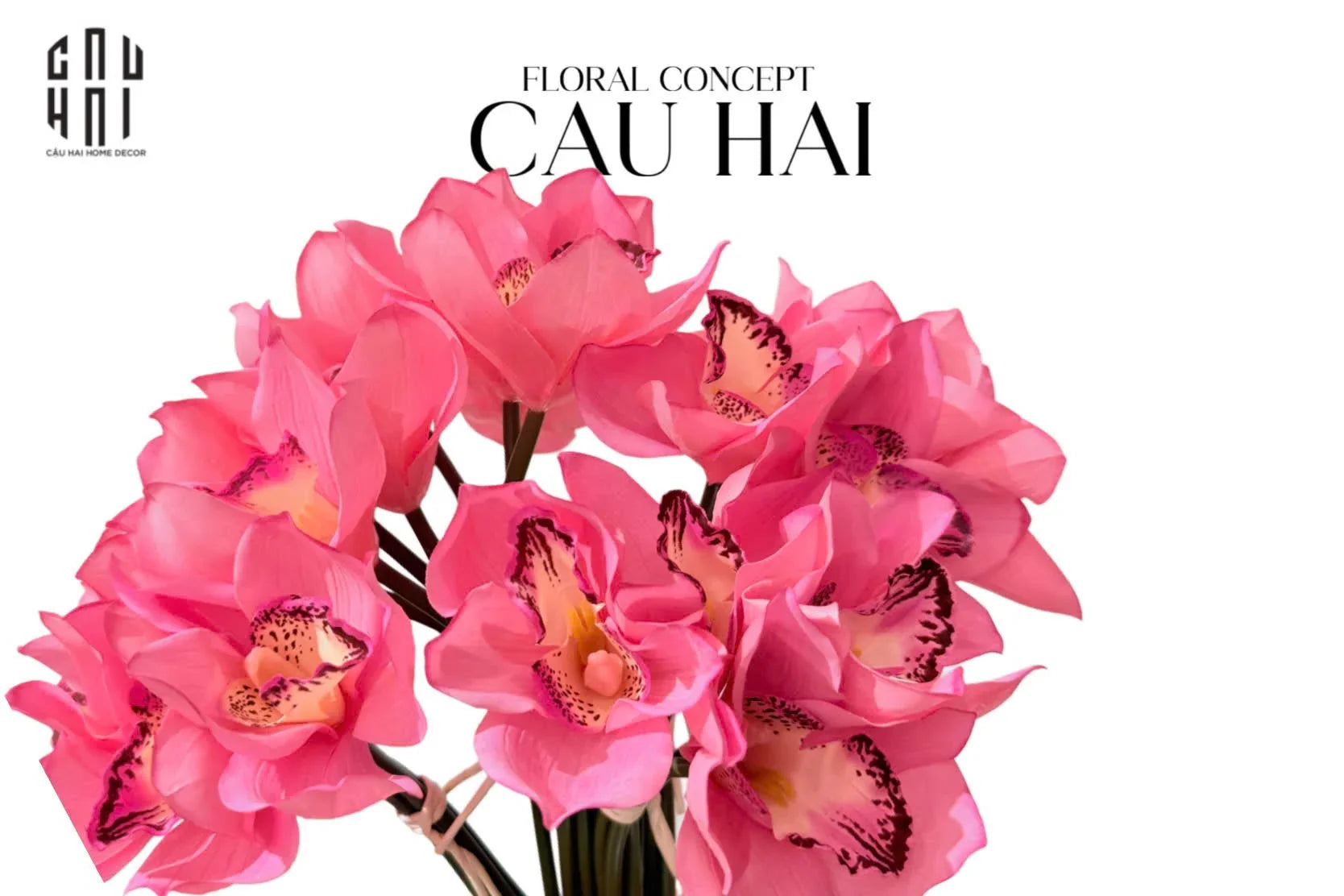 Set 5 Hoa Địa Lan - Hot Pink-TƯỢNG TRANG TRÍ-CẬU HAI HOME DECOR