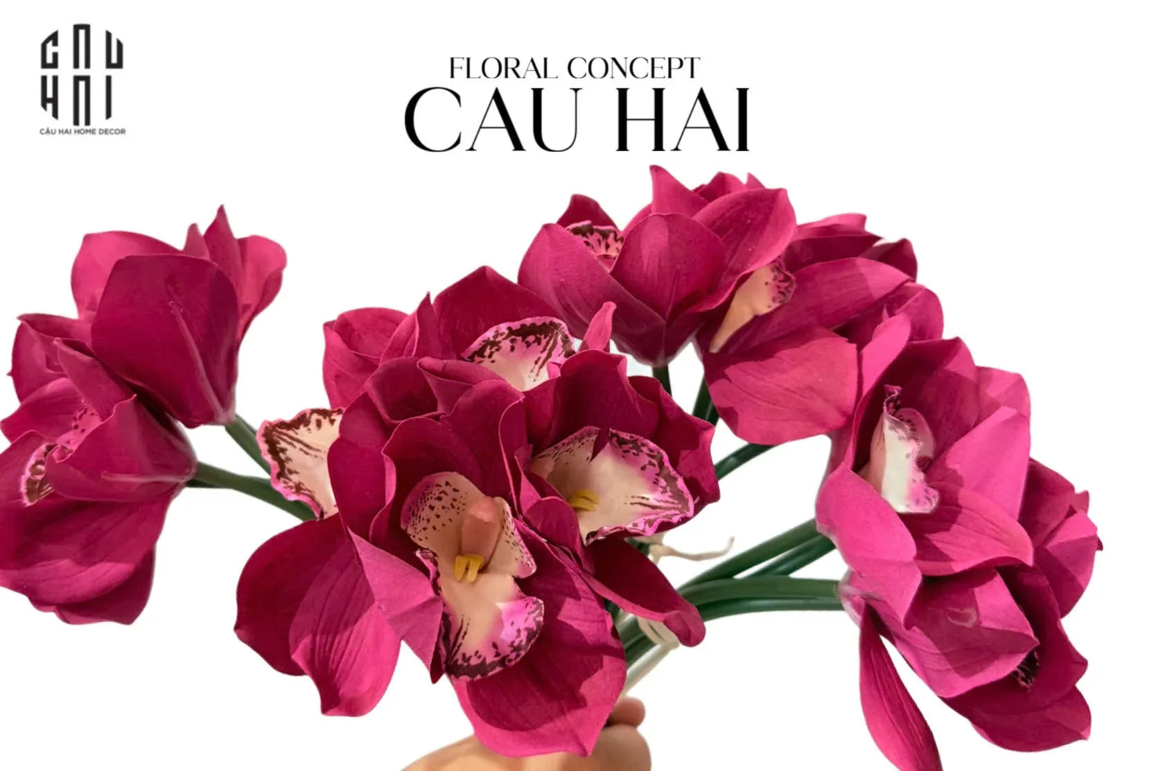 Set 5 Hoa Địa Lan - Magenta-TƯỢNG TRANG TRÍ-CẬU HAI HOME DECOR