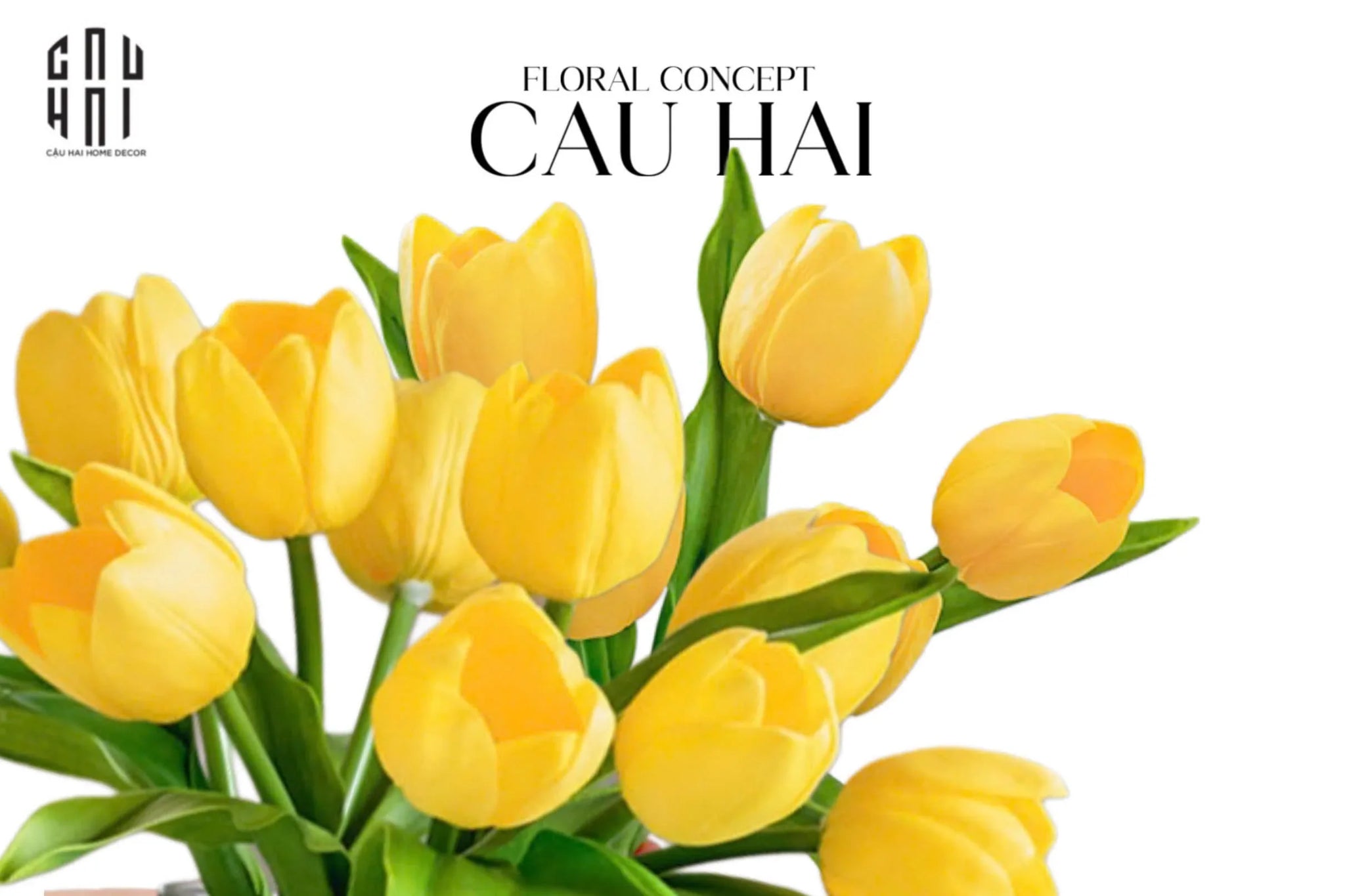 Set 5 Hoa Tulip Lemonlight Grace-Hoa Lụa-CẬU HAI HOME DECOR