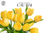 Set 5 Hoa Tulip Lemonlight Grace-Hoa Lụa-Đối tác tại Trung Quốc theo từng đơn đặt hàng-CẬU HAI HOME DECOR