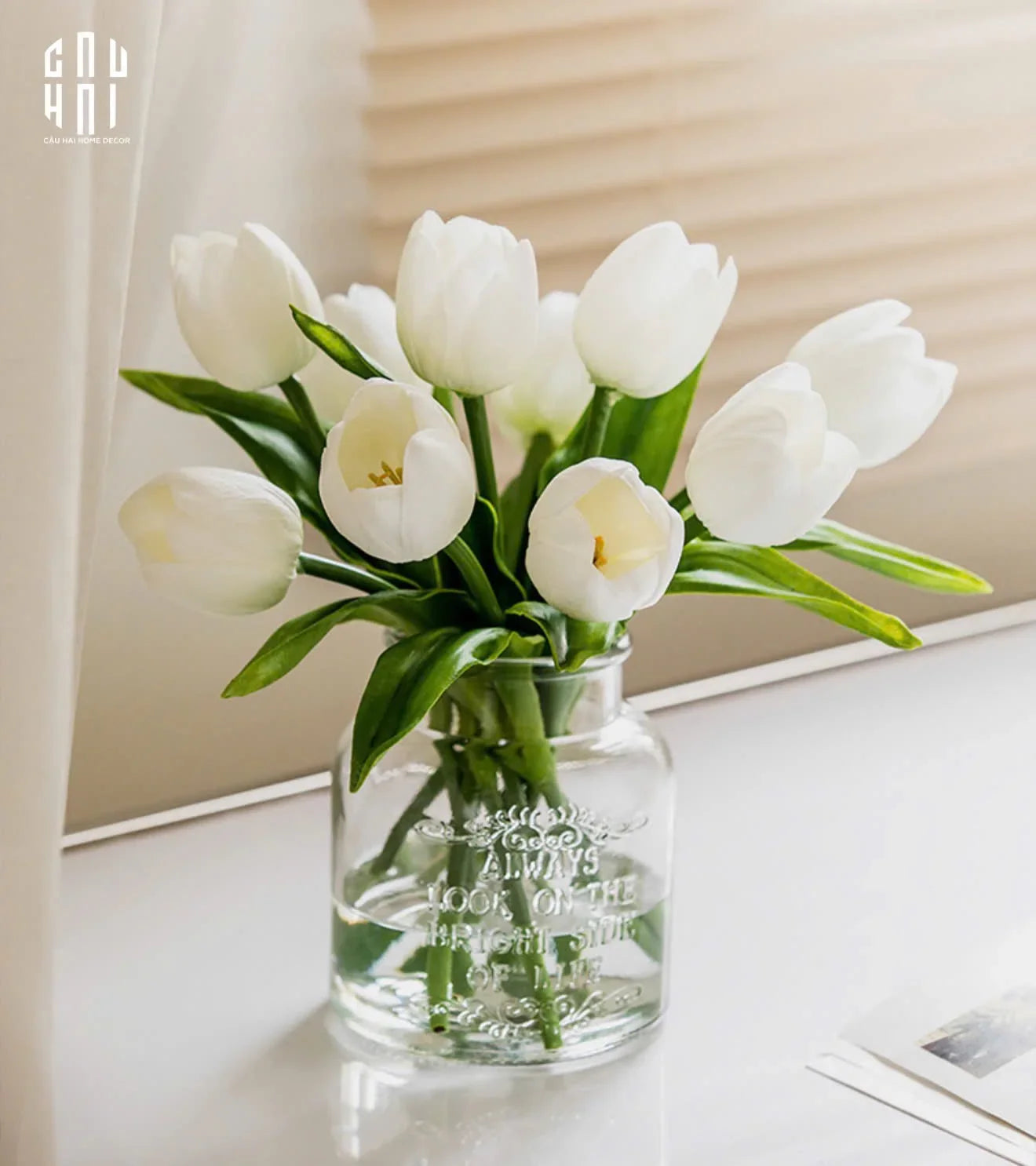 Set 5 Hoa Tulip Milk Grace-Hoa Lụa-CẬU HAI HOME DECOR