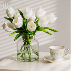 Set 5 Hoa Tulip Milk Grace-Hoa Lụa-CẬU HAI HOME DECOR