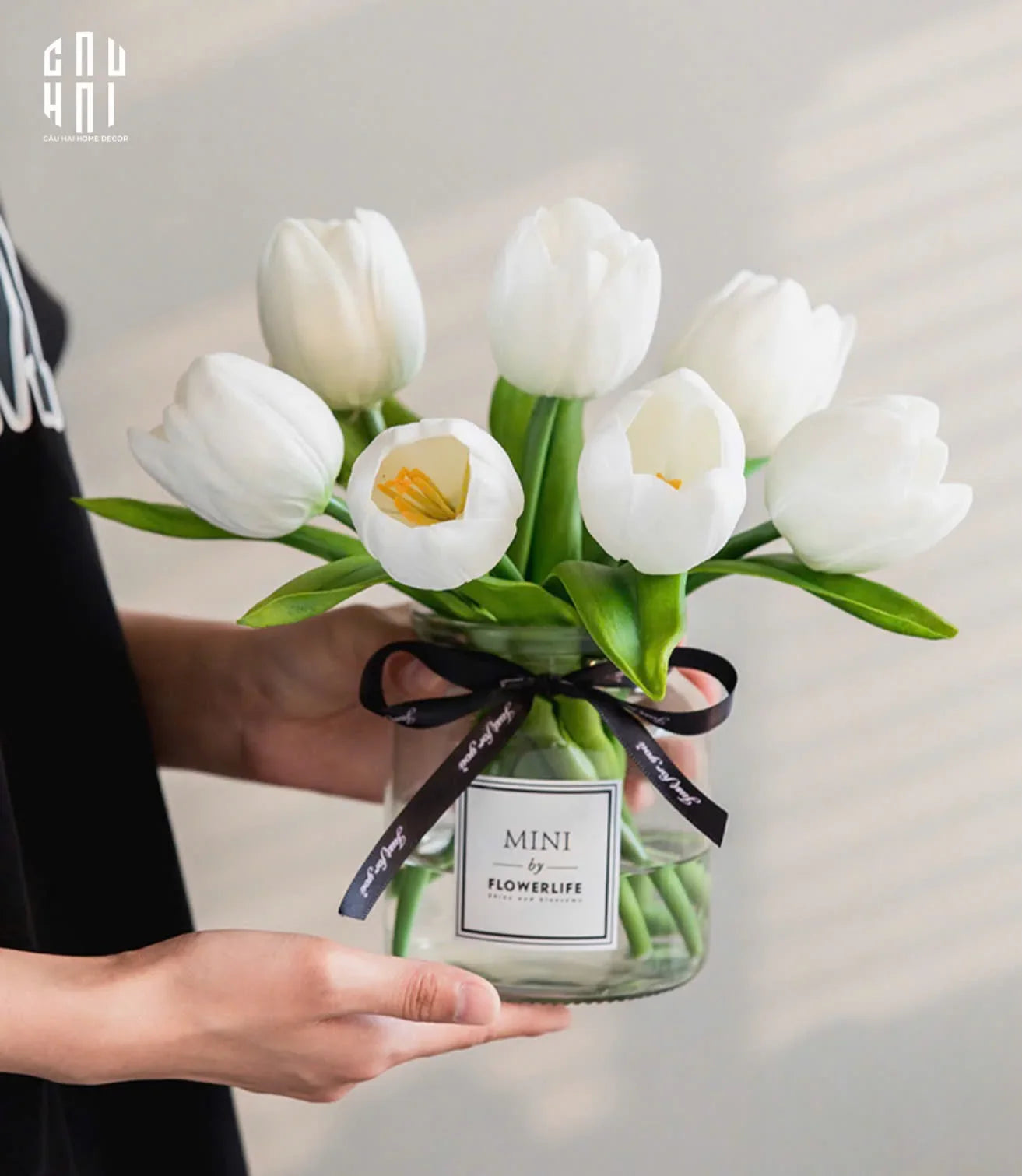 Set 5 Hoa Tulip Milk Grace-Hoa Lụa-CẬU HAI HOME DECOR