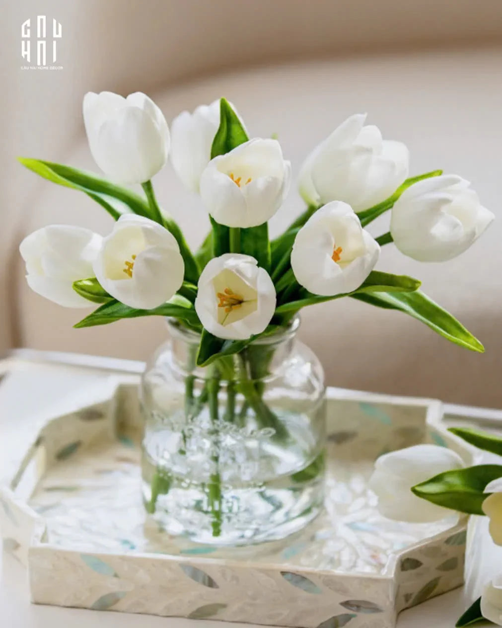 Set 5 Hoa Tulip Milk Grace-Hoa Lụa-CẬU HAI HOME DECOR