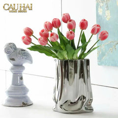 Set 5 Hoa Tulip Softy Mulberry / Sesame / Rouge 35Cm-Hoa Lụa-CẬU HAI HOME DECOR