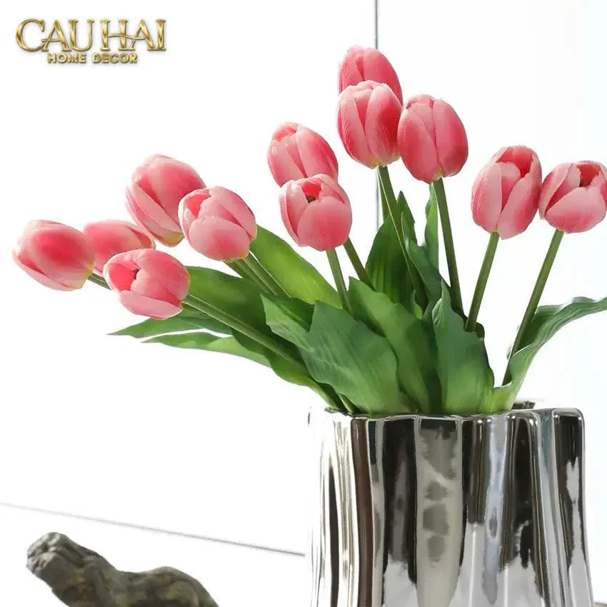 Set 5 Hoa Tulip Softy Mulberry / Sesame / Rouge 35Cm-Hoa Lụa-CẬU HAI HOME DECOR
