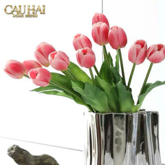 Set 5 Hoa Tulip Softy Mulberry / Sesame / Rouge 35Cm-Hoa Lụa-CẬU HAI HOME DECOR