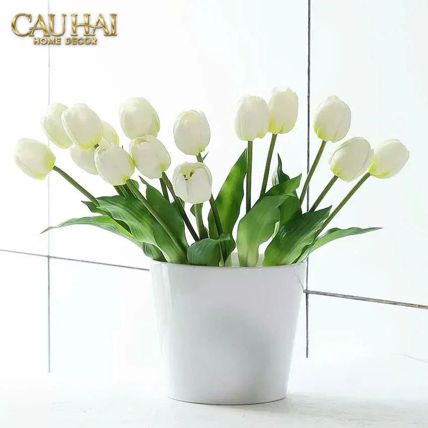 Set 5 Hoa Tulip Softy Mulberry / Sesame / Rouge 35Cm-Hoa Lụa-CẬU HAI HOME DECOR