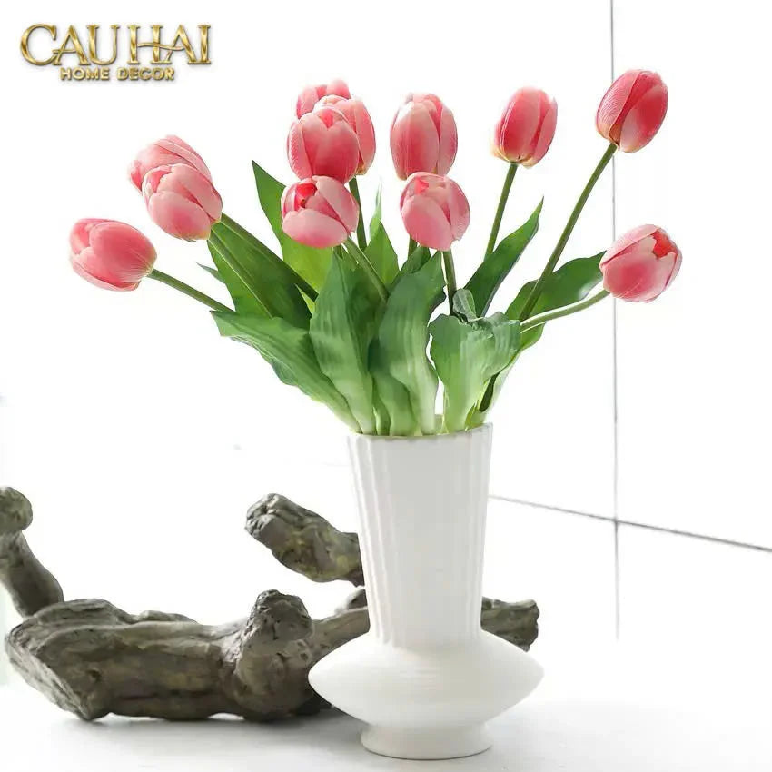 Set 5 Hoa Tulip Softy Mulberry / Sesame / Rouge 35Cm-Hoa Lụa-CẬU HAI HOME DECOR