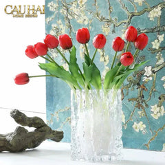 Set 5 Hoa Tulip Softy Mulberry / Sesame / Rouge 35Cm-Hoa Lụa-CẬU HAI HOME DECOR