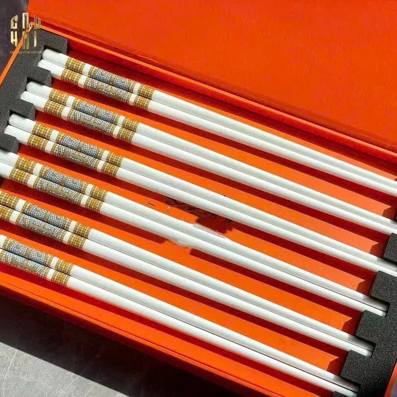 Set 6 Đôi Đũa Sứ H Class Signature H Mosaique Couture Ceramic Chopsticks Set-Dinner Cutlery Set Dao Muỗng Nĩa-CẬU HAI HOME DECOR