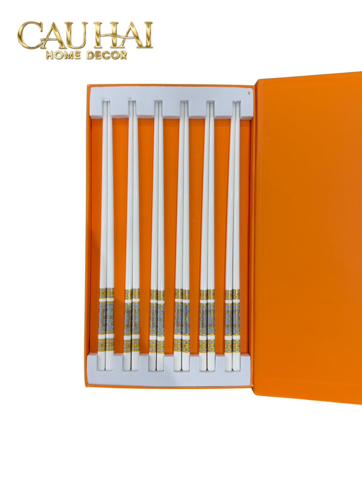 Set 6 Đôi Đũa Sứ H Class Signature H Mosaique Couture Ceramic Chopsticks Set-Dinner Cutlery Set Dao Muỗng Nĩa-Đối tác tại Trung Quốc theo từng đơn đặt hàng-CẬU HAI HOME DECOR