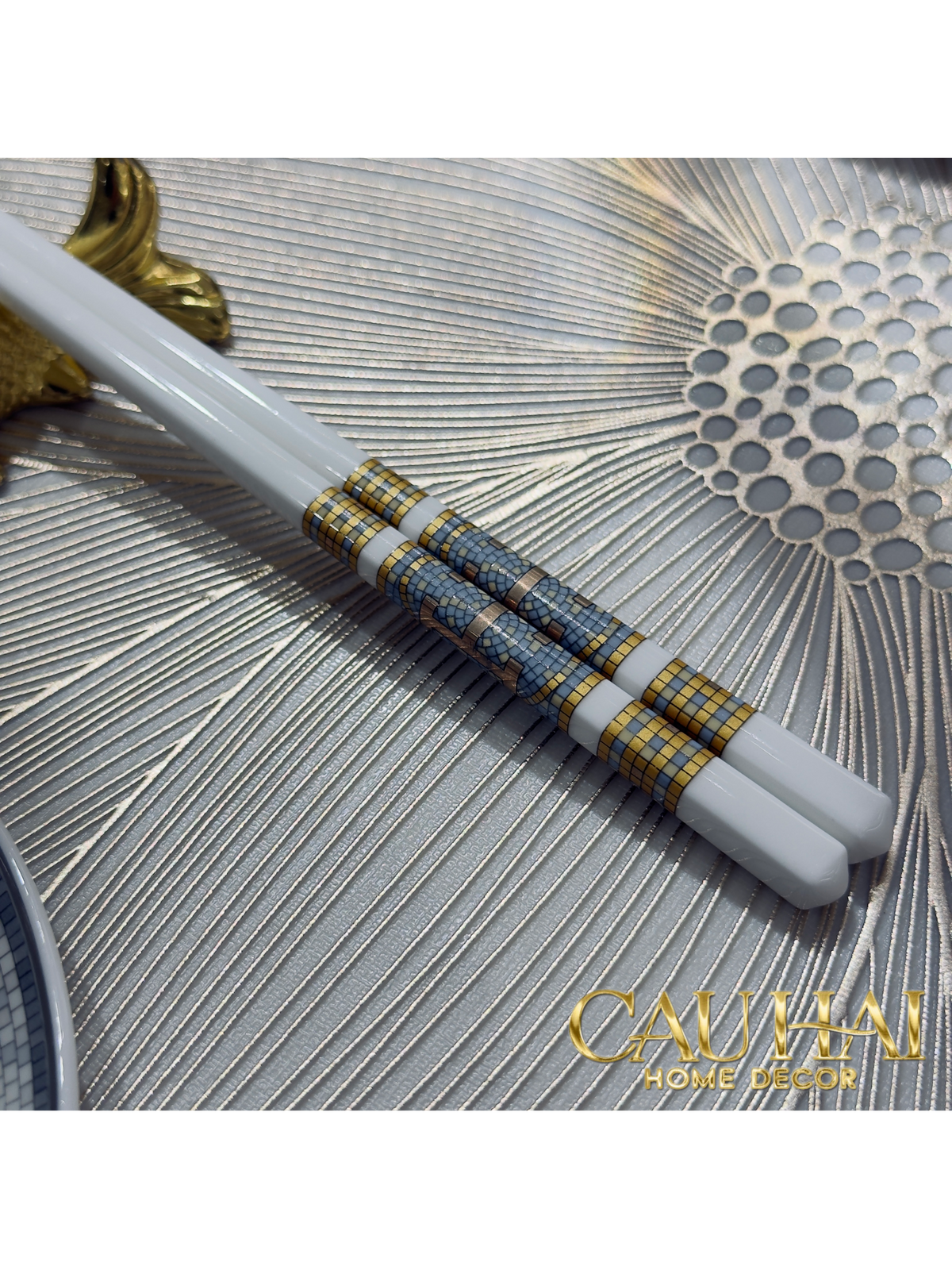 Set 6 Đôi Đũa Sứ H Class Signature H Mosaique Couture Ceramic Chopsticks Set-Dinner Cutlery Set Dao Muỗng Nĩa-Đối tác tại Trung Quốc theo từng đơn đặt hàng-CẬU HAI HOME DECOR