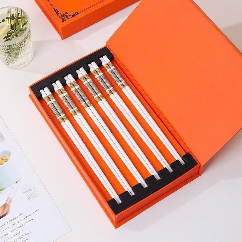 Set 6 Đôi Đũa Sứ H Class Signature H Mosaique Couture Ceramic Chopsticks Set-Dinner Cutlery Set Dao Muỗng Nĩa-Đối tác tại Trung Quốc theo từng đơn đặt hàng-CẬU HAI HOME DECOR