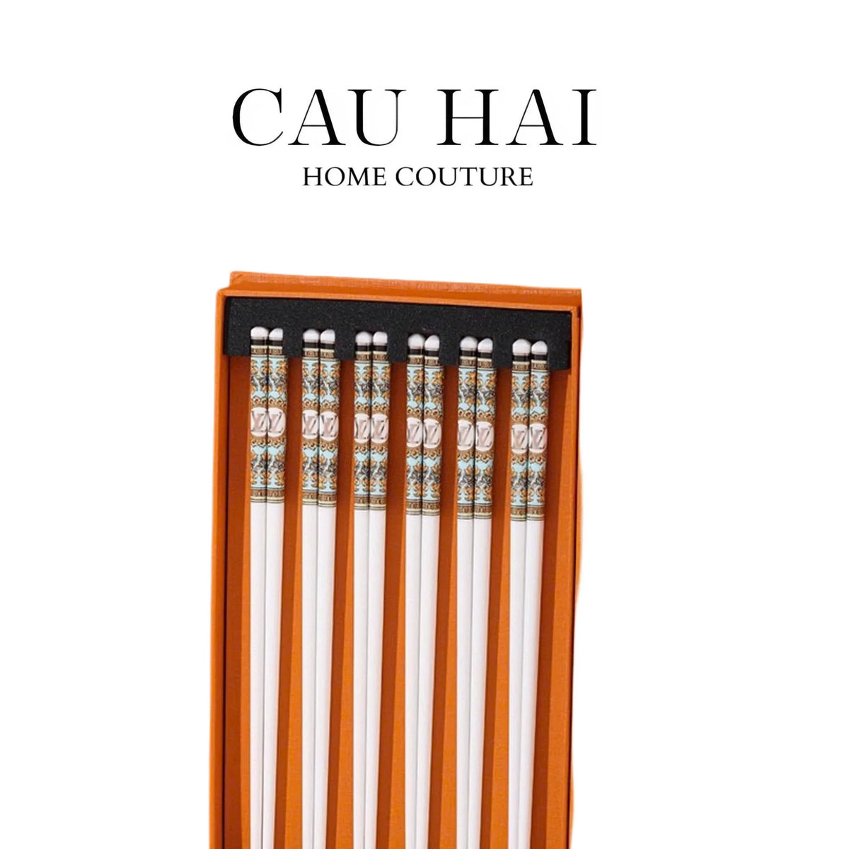 Set 6 Đôi Đũa Sứ Héritage Oriental Couture Porcelain Chopsticks-Dinner Cutlery Set Dao Muỗng Nĩa-Đối tác tại Trung Quốc theo từng đơn đặt hàng-CẬU HAI HOME DECOR