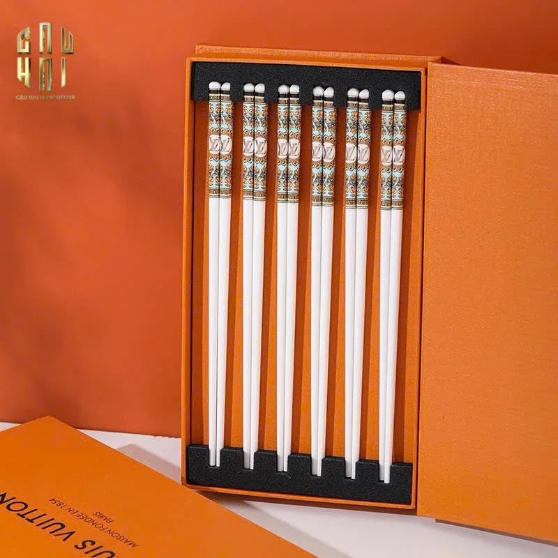 Set 6 Đôi Đũa Sứ Héritage Oriental Couture Porcelain Chopsticks-Dinner Cutlery Set Dao Muỗng Nĩa-Đối tác tại Trung Quốc theo từng đơn đặt hàng-CẬU HAI HOME DECOR