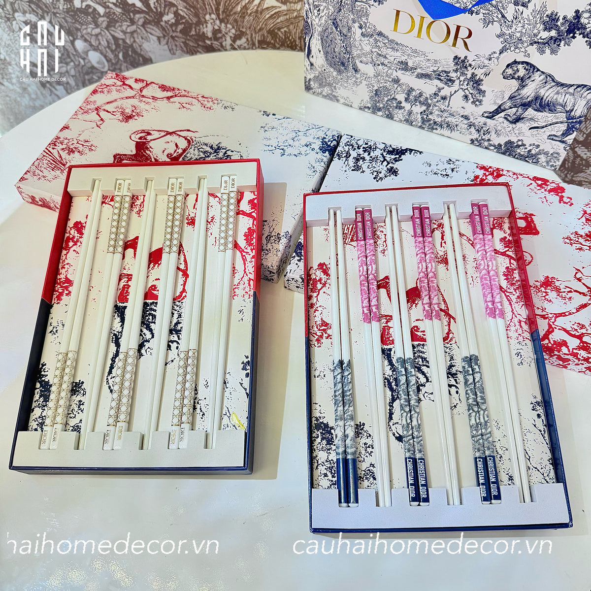 Set 6 Đôi Đũa Sứ Jungle Couture Ceramic Chopsticks Set-Dinner Cutlery Set Dao Muỗng Nĩa-Đối tác tại Trung Quốc theo từng đơn đặt hàng-CẬU HAI HOME DECOR