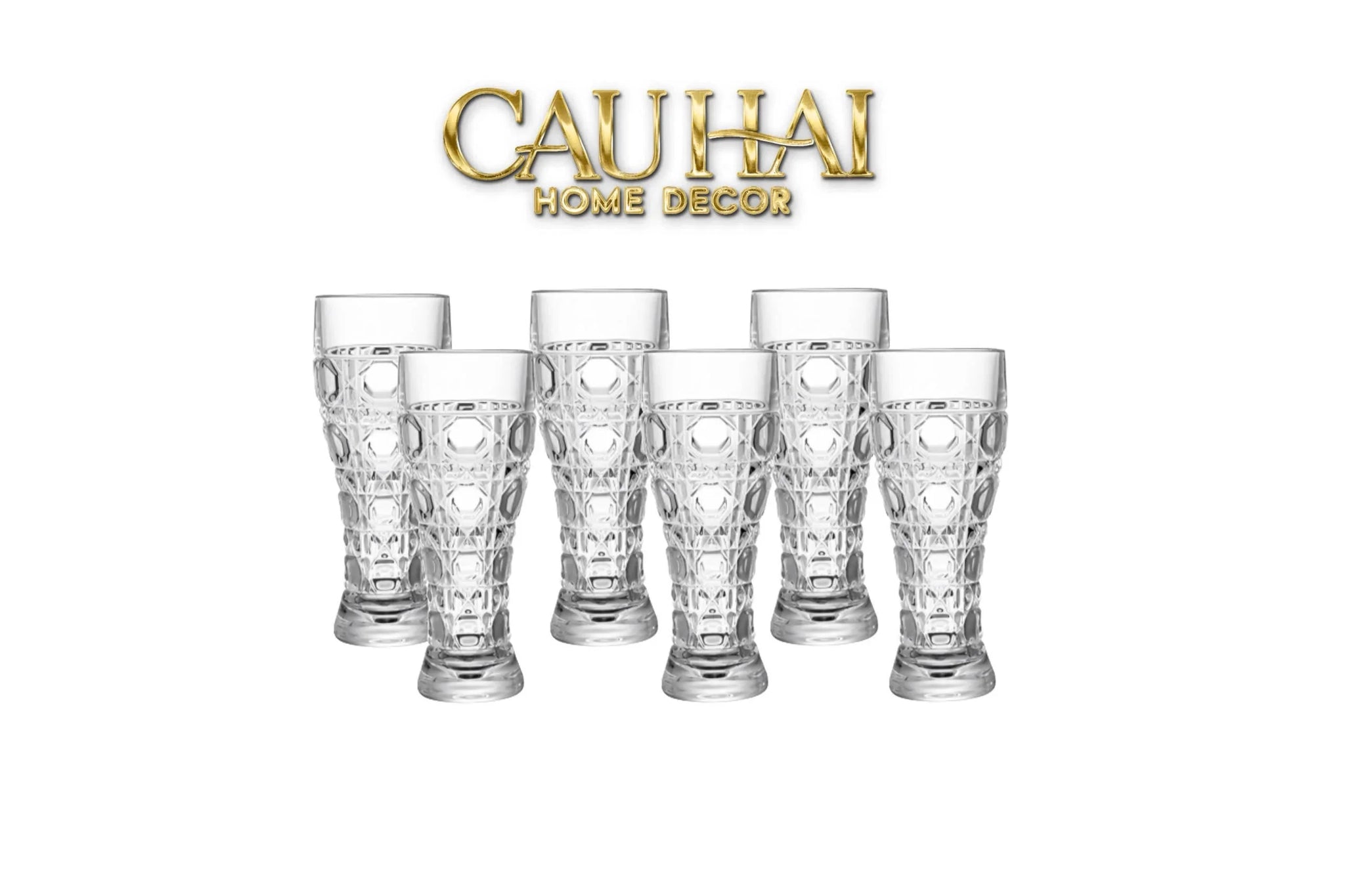 Set 6 Ly Bia Thuỷ Tinh Cristalleries Facetté - Cannage Highball 500Ml-LY THỦY TINH-CẬU HAI HOME DECOR