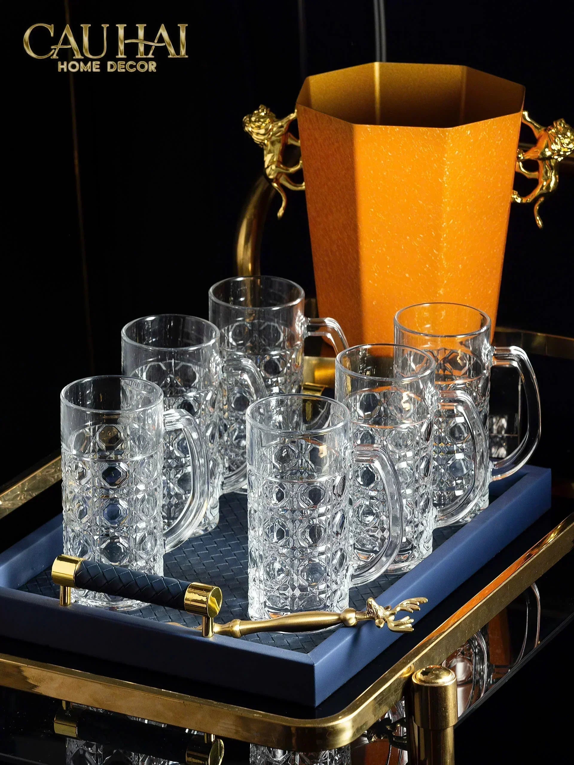 Set 6 Ly Bia Thuỷ Tinh Facetté - Cannage Craft Mug 500Ml-CẬU HAI HOME DECOR