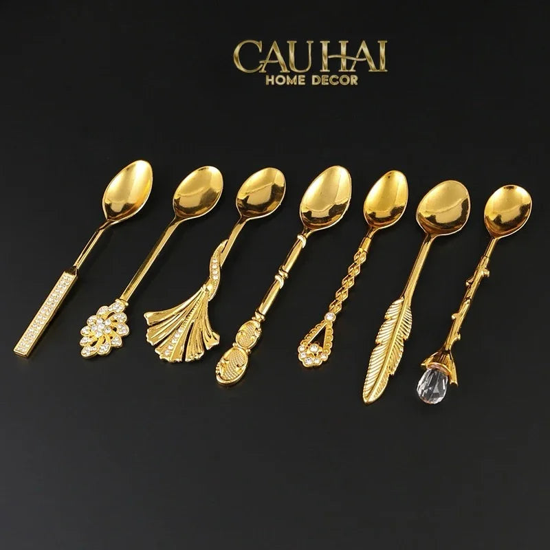 Set 6 Muỗng Persian Babylon Fan Coffee Spoon-Dinner Cutlery Set Dao Muỗng Nĩa-CẬU HAI HOME DECOR