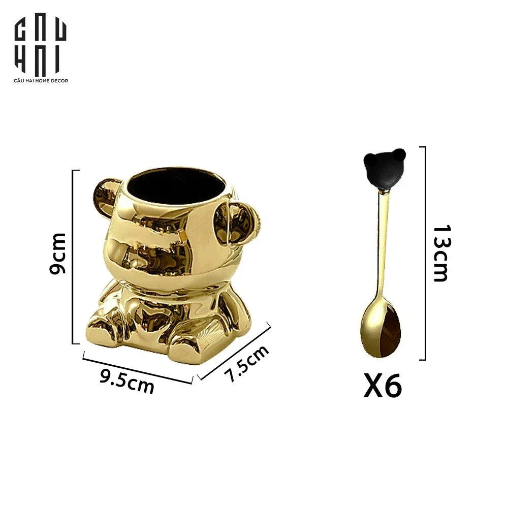 Set 6 Muỗng Tráng Miệng Cutie Bear-Dinner Cutlery Set Dao Muỗng Nĩa-CẬU HAI HOME DECOR