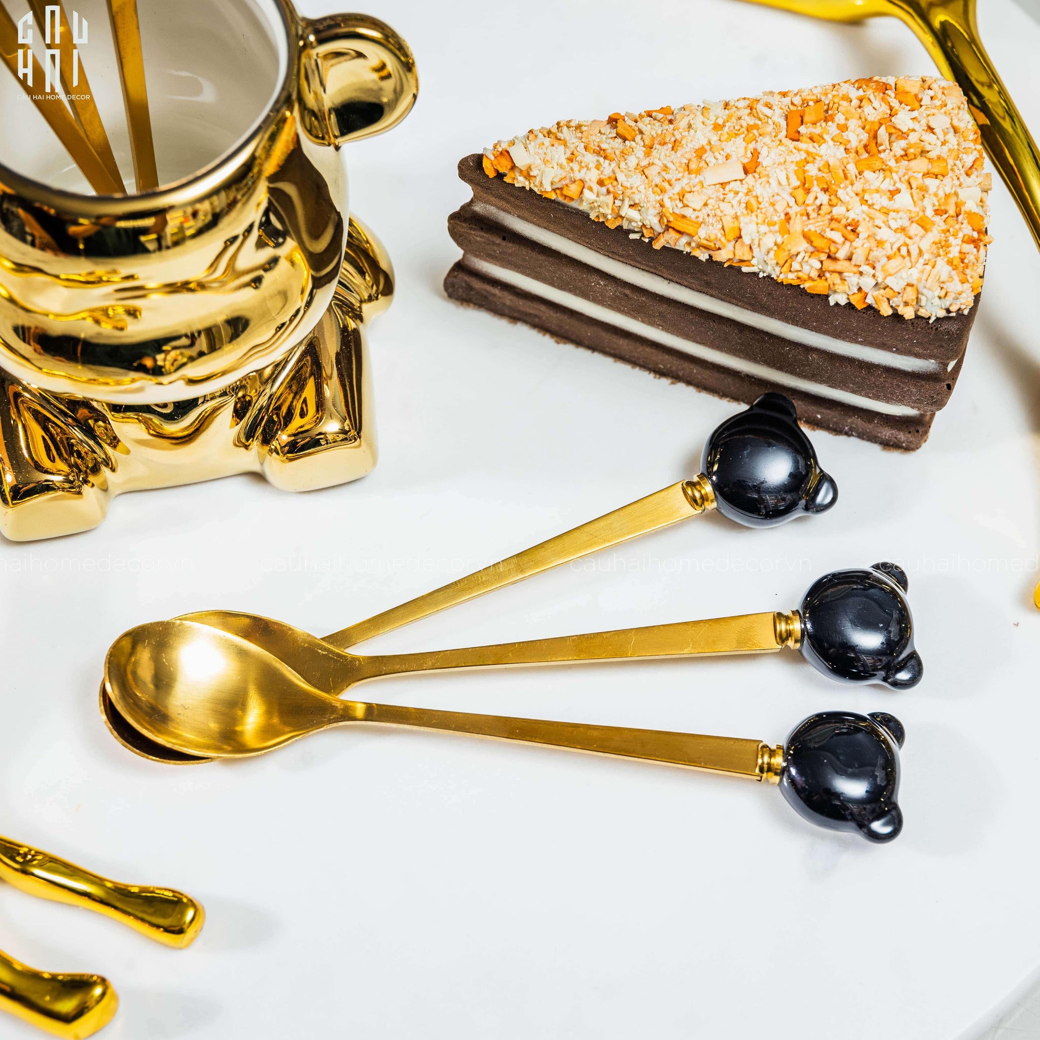 Set 6 Muỗng Tráng Miệng Cutie Bear-Dinner Cutlery Set Dao Muỗng Nĩa-CẬU HAI HOME DECOR