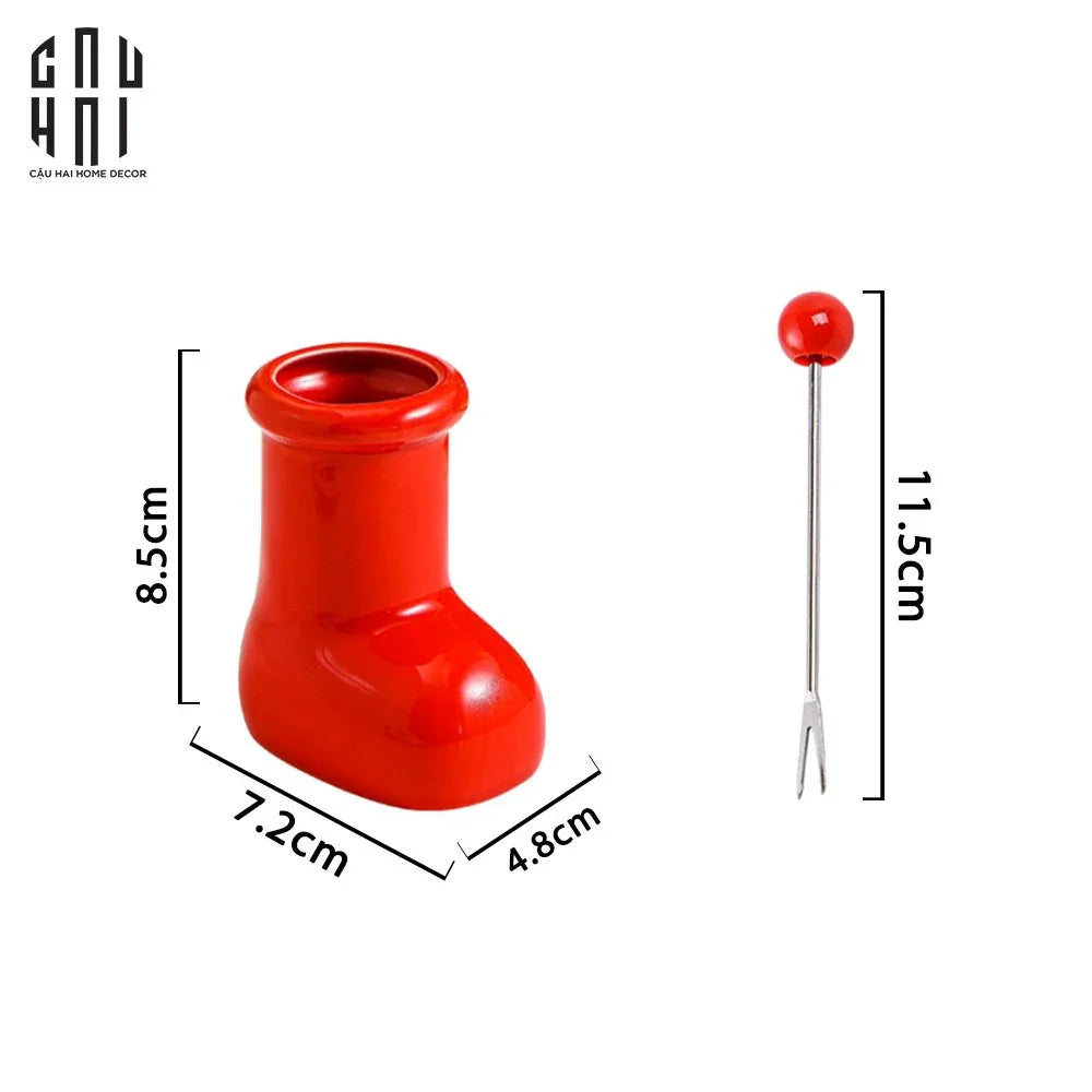 Set 6 Nĩa Tráng Miệng Red Boot-Dinner Cutlery Set Dao Muỗng Nĩa-CẬU HAI HOME DECOR