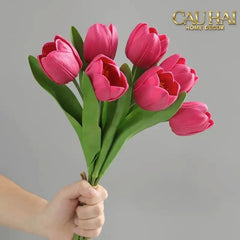 Set 7 Hoa Tulip Cranberry - Tulipe De Grandeur-Hoa Lụa-CẬU HAI HOME DECOR