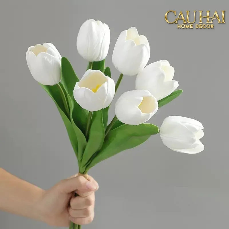 Set 7 Hoa Tulip Cranberry - Tulipe De Grandeur-Hoa Lụa-CẬU HAI HOME DECOR