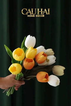 Set 7 Hoa Tulip Cranberry - Tulipe De Grandeur-Hoa Lụa-CẬU HAI HOME DECOR