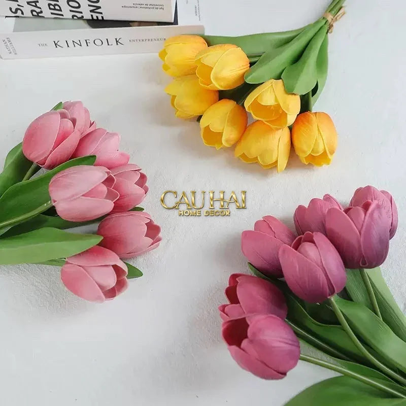 Set 7 Hoa Tulip Cranberry - Tulipe De Grandeur-Hoa Lụa-CẬU HAI HOME DECOR