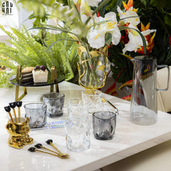 Set Bình Nước Elite 6 Ly Thuỷ Tinh Xám Kèm Khay Minimal – Carafe & Glass Set 8pcs-Set bình nước Carafe & Glassware Ensemble-CẬU HAI HOME DECOR