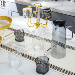 Set Bình Nước Elite 6 Ly Thuỷ Tinh Xám Kèm Khay Minimal – Carafe & Glass Set 8pcs-Set bình nước Carafe & Glassware Ensemble-CẬU HAI HOME DECOR