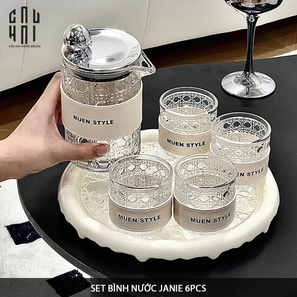 Set Bình Nước Petite Jollie D'Ivoire Water Ensemble 6Pcs-Set bình nước Carafe & Glassware Ensemble-CẬU HAI HOME DECOR